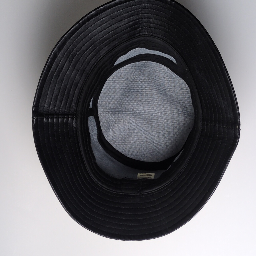 Black Vegan Leather Bucket Hat Adult One Size - Picture 6 of 14
